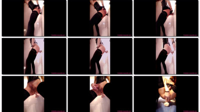 Cristy Noir Riding my Huge Dildo at the wall